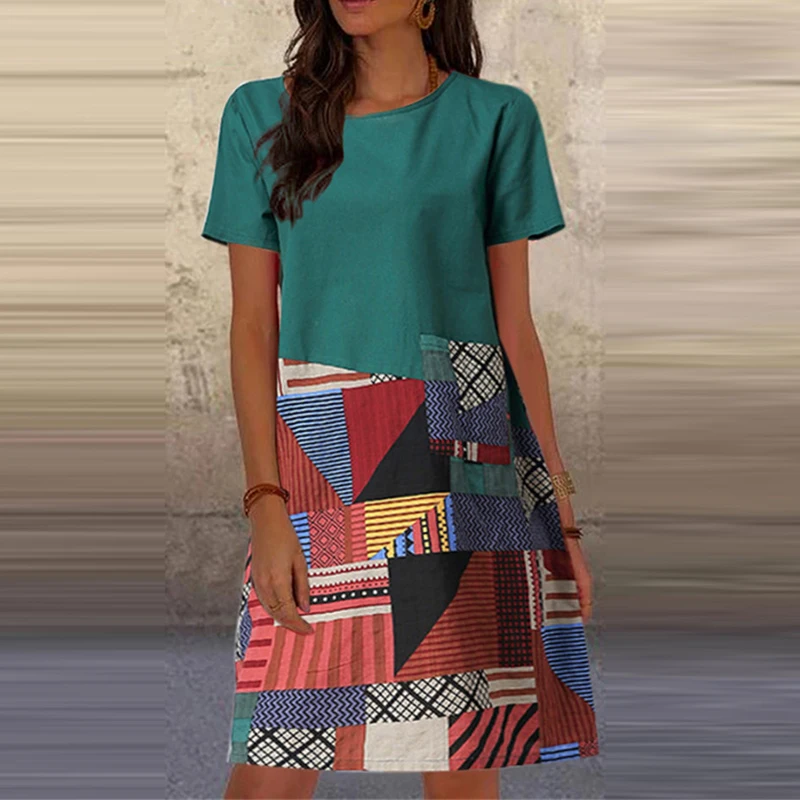Fashion Women 2021 Summer O Neck Patchwork Print New A-line Dress Casual Short Sleeves Slim Streetwear Pullover Elegant Vestidos
Fashion Women 2021 Summer O Neck Patchwork Print New A-line Dress Casual Short Sleeves Slim Streetwear Pullover Elegant Vestidos