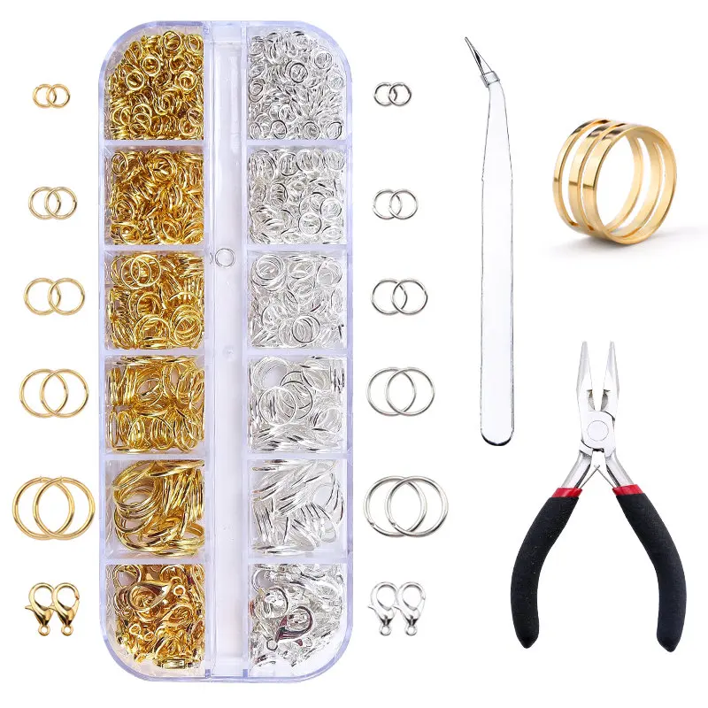 

Jewelry Findings Kits With Open Jump Rings Lobster Clasps Hooks Pliers Tweezers for DIY Bracelet Necklace Making Handmade Craft