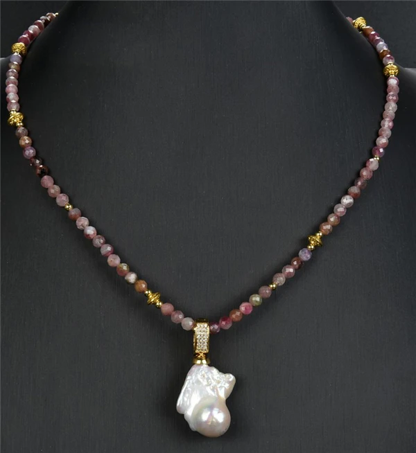 HABITOO Casual 19inch Natural 5mm Multicolor Tourmaline Bead 18-25mm White Cultured Baroque Keshi Pearl Pendant Necklace Women
HABITOO Casual 19inch Natural 5mm Multicolor Tourmaline Bead 18-25mm White Cultured Baroque Keshi Pearl Pendant Necklace Women