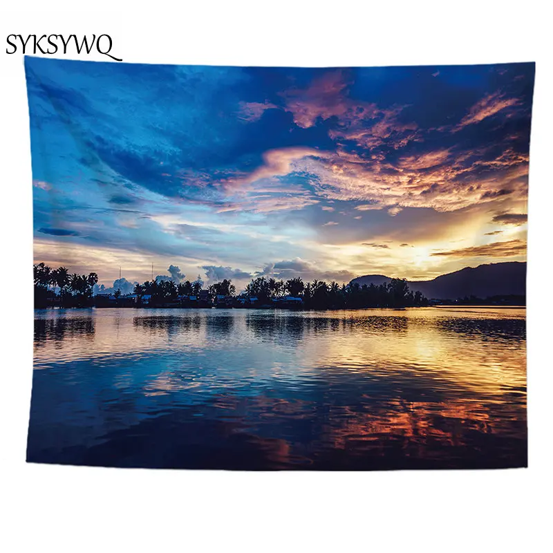 

lake scenery tapestry wall sunset landscape carpet wall hanging blanket bohemian home art nature tapestry