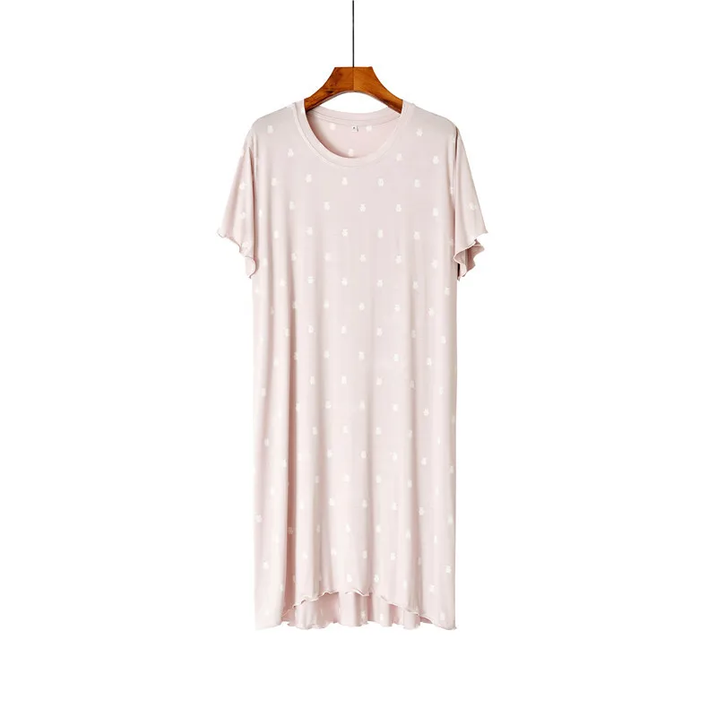 

Modal Nightgown Sleepwear Sexy Female Sleep Dress Nightwear Loose Home Dressing Gown Lingerie Homewear Polka Dot Nightdress