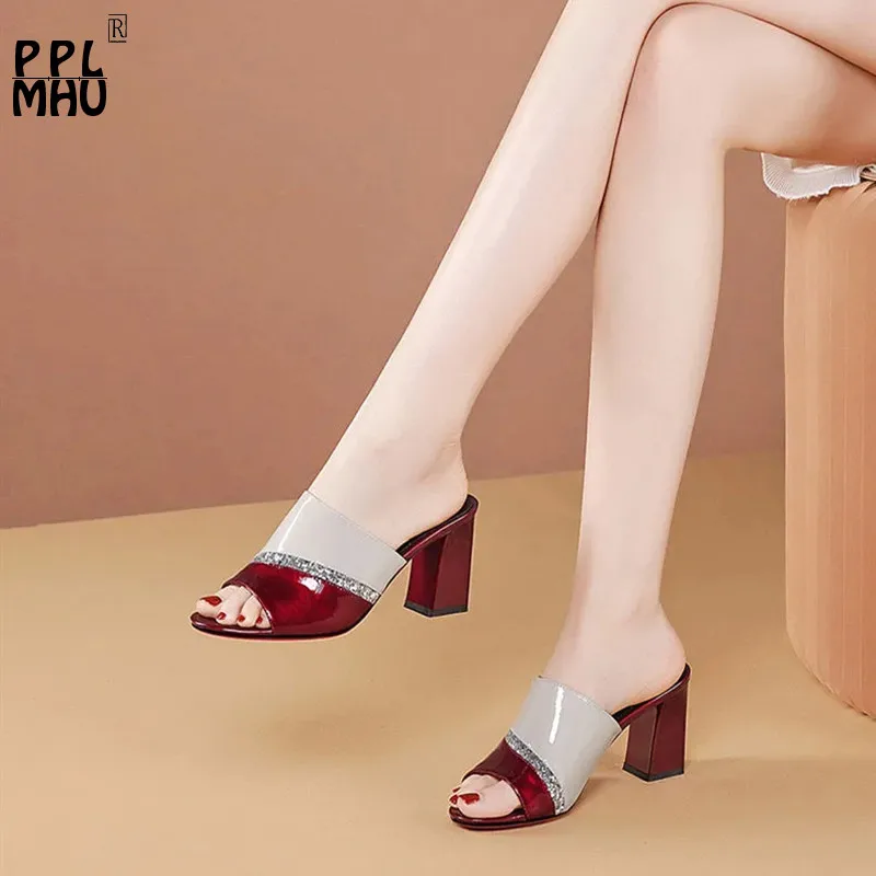 PU Bright Leather Rhinestone Office High Heel Slides Fashion New Summer Comfor Non-Slip Slippers Elegant Outdoor Women Shoes
PU Bright Leather Rhinestone Office High Heel Slides Fashion New Summer Comfor Non-Slip Slippers Elegant Outdoor Women Shoes