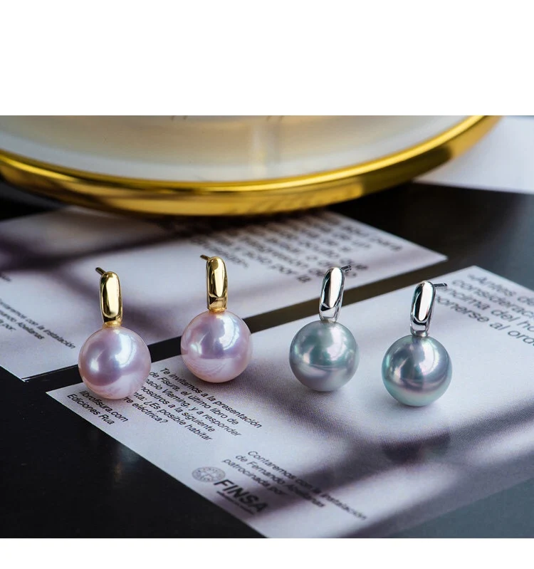 18K Solid Yellow Gold (AU750) Women Natural Gray Akoya Earrings Ear hook Fashion Lady Jewelry girl seawater pearl 18K Solid Yellow Gold (AU750) Women Natural Gray Akoya Earrings Ear hook Fashion Lady Jewelry girl seawater pearl