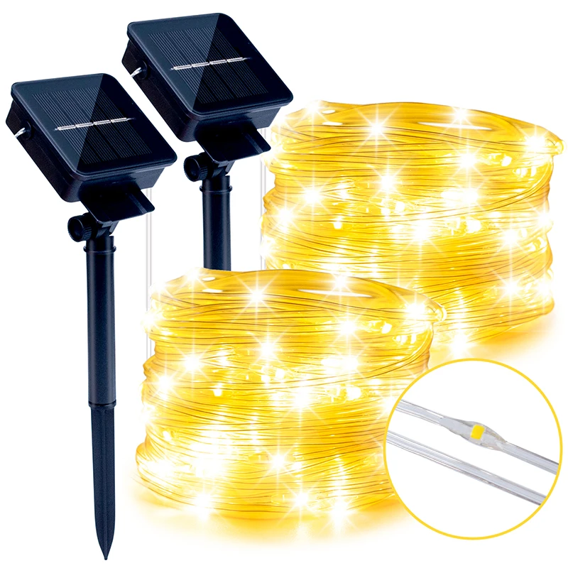 2Pack12M 120 LED Solar Powered Rope Strip Lights Tube Street Garland Fairy Lamp String for Outdoor Indoor Garden Christmas Decor
2Pack12M 120 LED Solar Powered Rope Strip Lights Tube Street Garland Fairy Lamp String for Outdoor Indoor Garden Christmas Decor