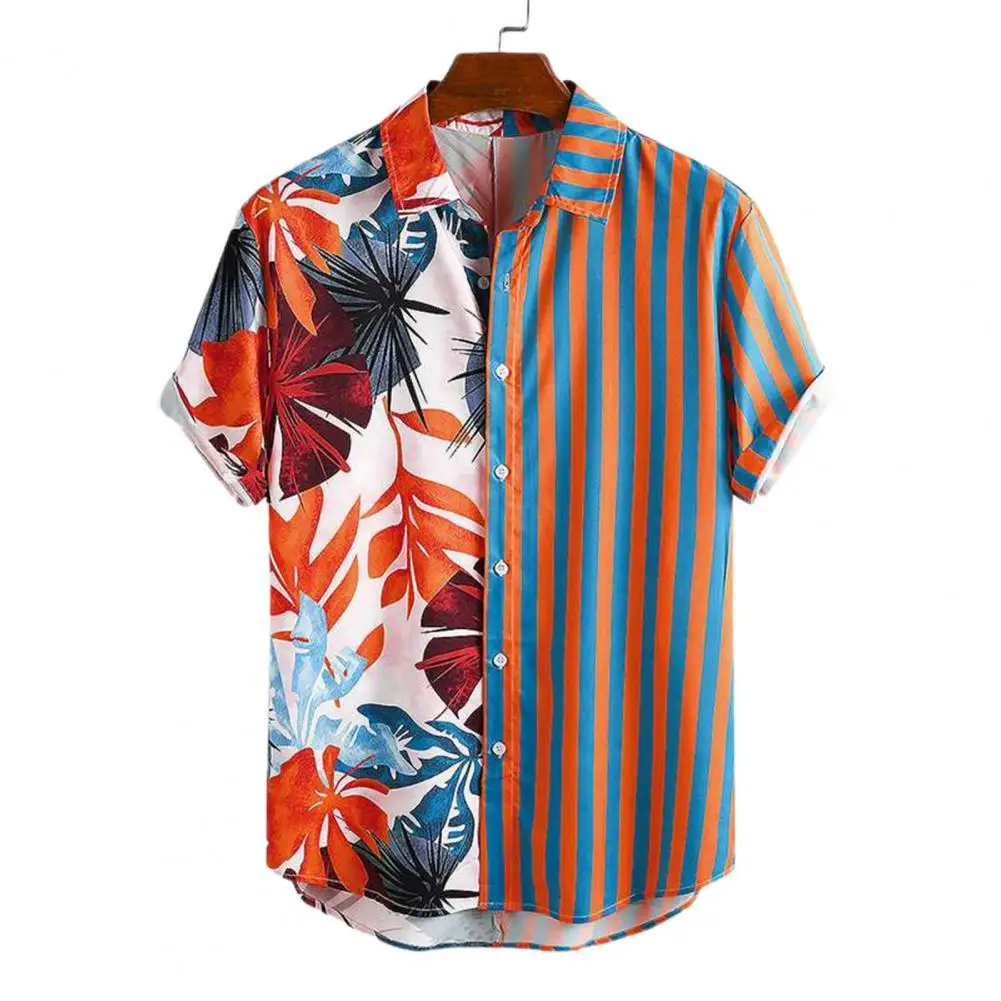 Men Hawaiian Shirt Summer Shirt Plant Print Striped Hawaiian Patchwork Short Sleeve Buttons Top Party
Men Hawaiian Shirt Summer Shirt Plant Print Striped Hawaiian Patchwork Short Sleeve Buttons Top Party