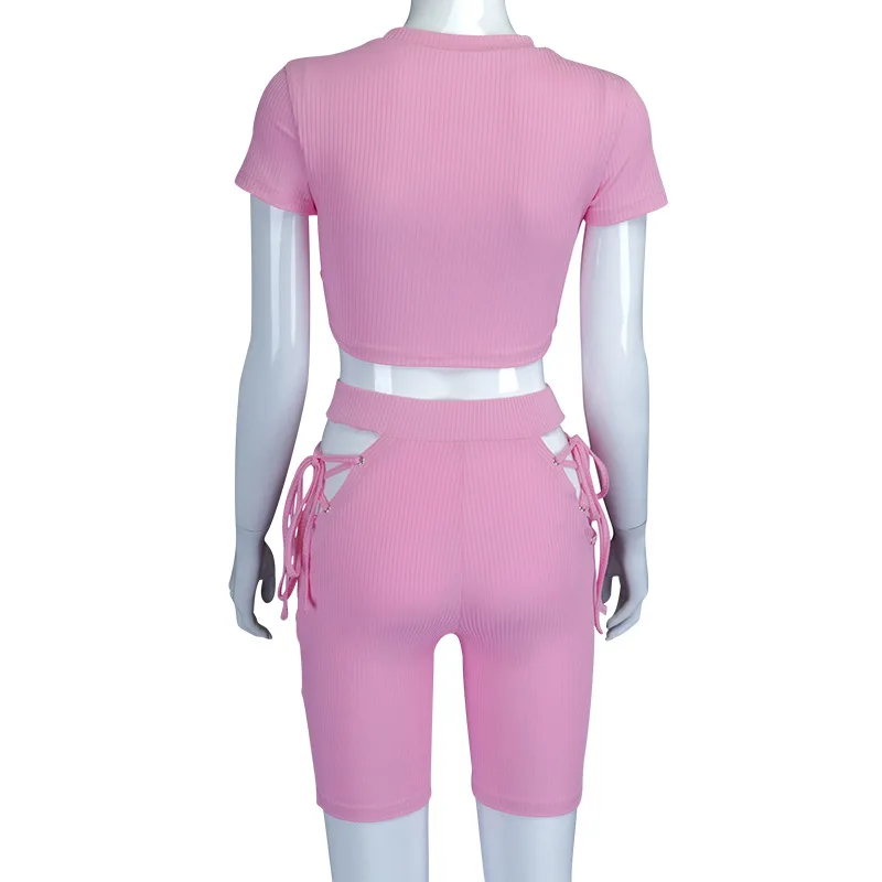 Casual Two-Piece Round Neck Women Short Sleeve Solid Color T-Shirt Sexy Elasticity Tight Pants Yoga Suit Sports Wear Ins New 
Casual Two-Piece Round Neck Women Short Sleeve Solid Color T-Shirt Sexy Elasticity Tight Pants Yoga Suit Sports Wear Ins New