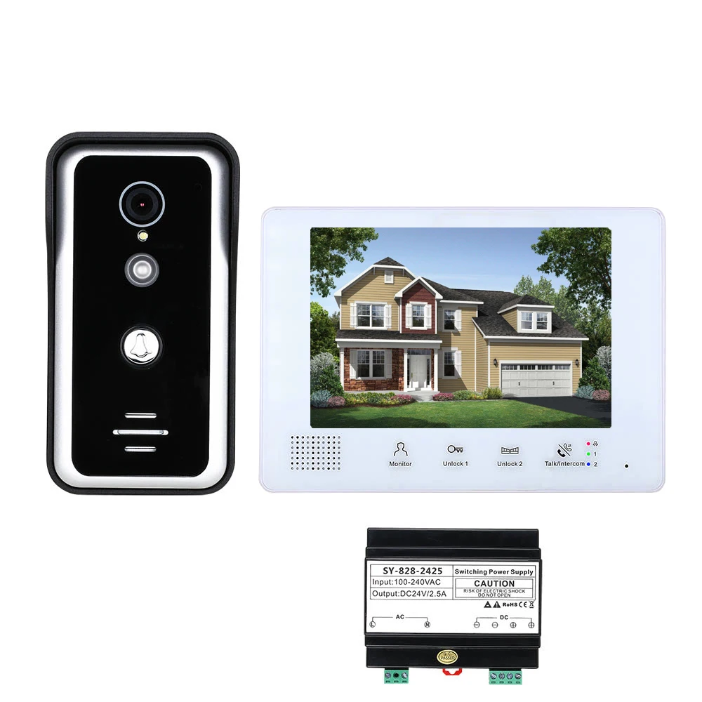 

2021 New 2 Wire Video Doorbell Intercom Systems 7inch Monitor Door Phone for Private Condo Villa House Office Apartment