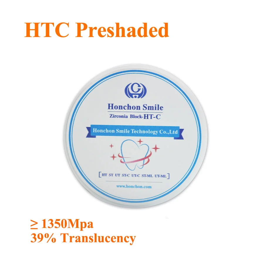 HT-C 98*22mm CAD/CAM dental Preshaded zirconia blank High 39% Translucency/ color zirconia block/ Vita 16 shades
HT-C 98*22mm CAD/CAM dental Preshaded zirconia blank High 39% Translucency/ color zirconia block/ Vita 16 shades