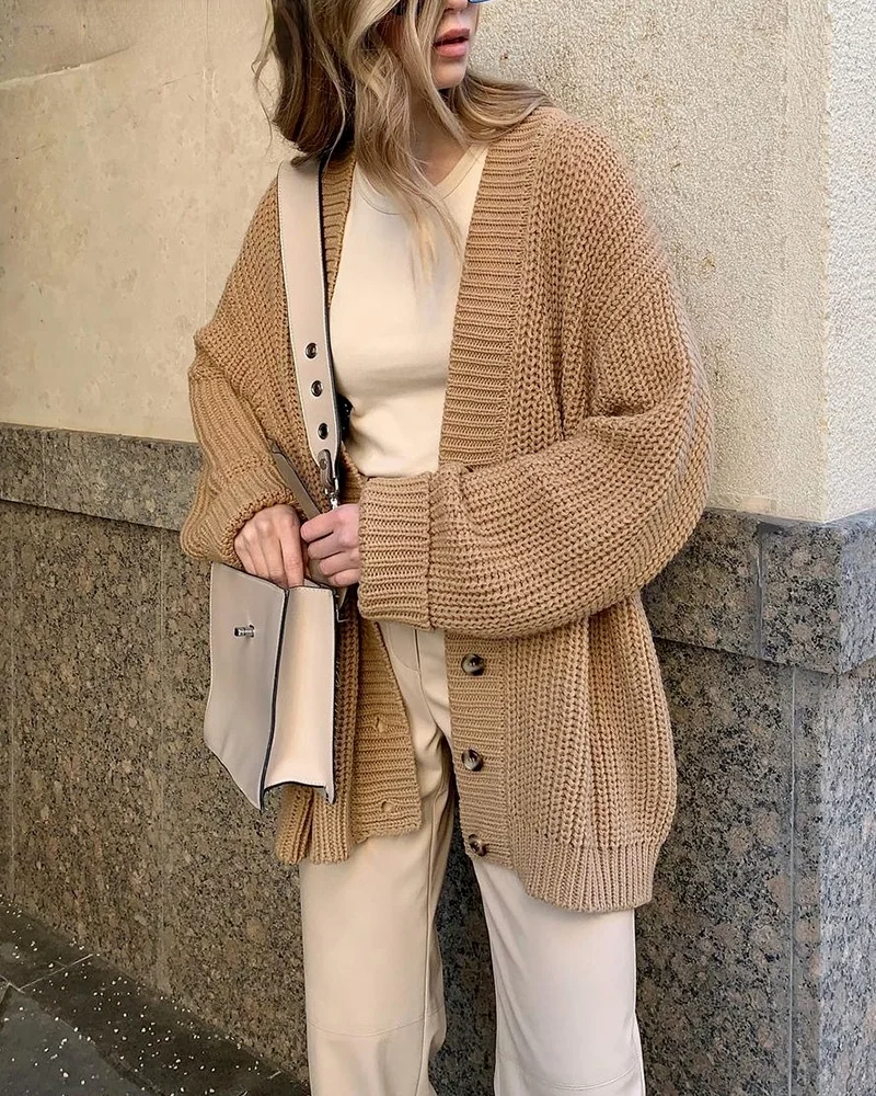 Yiyiyouni осенне-зимние свободные кардиганы с V-образным вырезом, Женский однобортный Повседневный свитер оверсайз, женские вязаные джемперы с ...
Yiyiyouni осенне-зимние свободные кардиганы с V-образным вырезом, Женский однобортный Повседневный свитер оверсайз, женские вязаные джемперы с ...