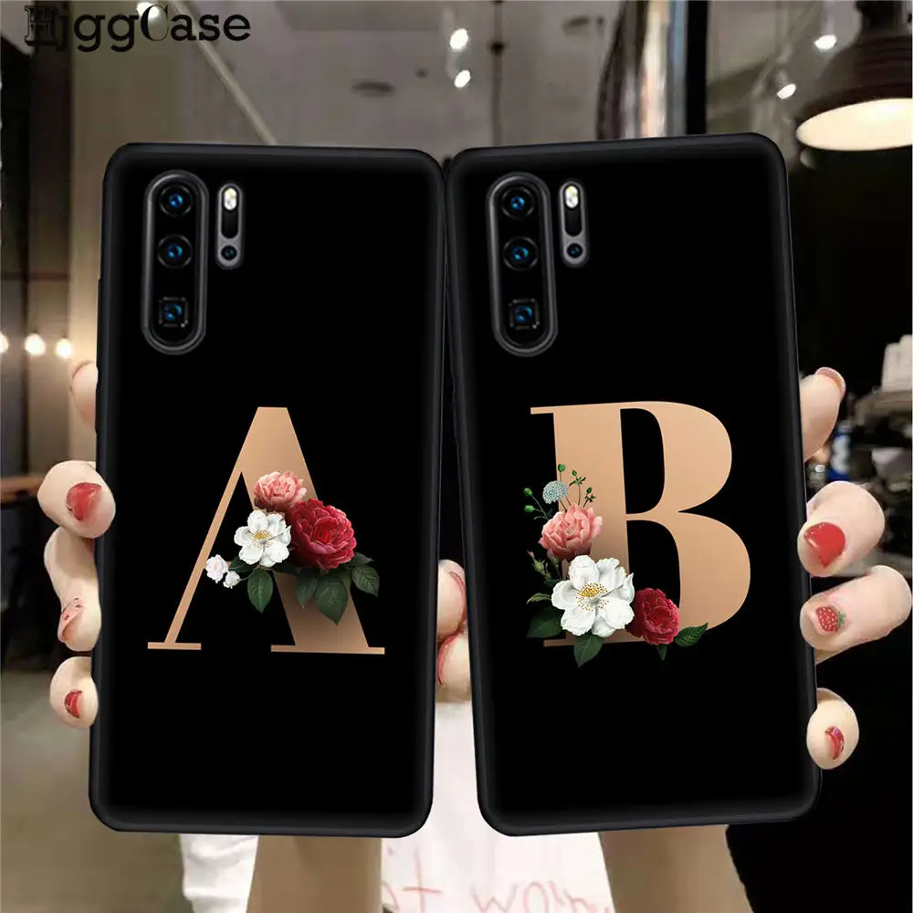 Черный силиконовый чехол с надписью на заказ для телефона Huawei P10 P20 P30 Lite Pro