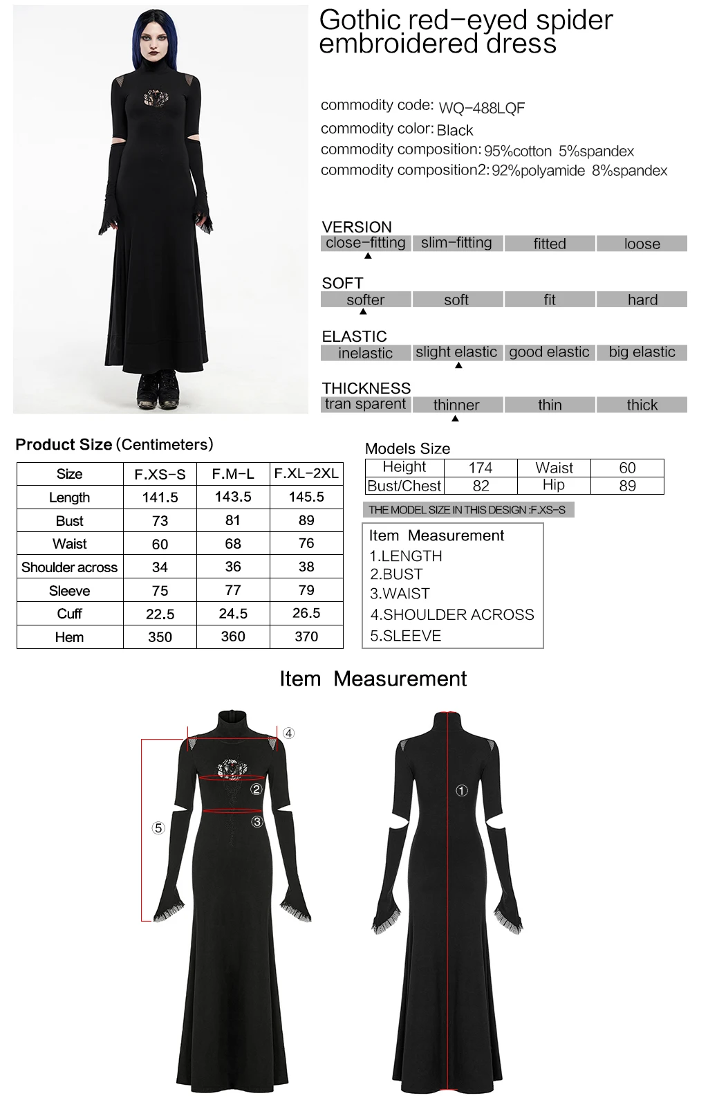 PUNKRAVE Women's Gothic Embroidered Dress Simple Skinny Elastic Peruvian Cotton High Collar Daily Long Sleeve Dress
PUNKRAVE Women's Gothic Embroidered Dress Simple Skinny Elastic Peruvian Cotton High Collar Daily Long Sleeve Dress