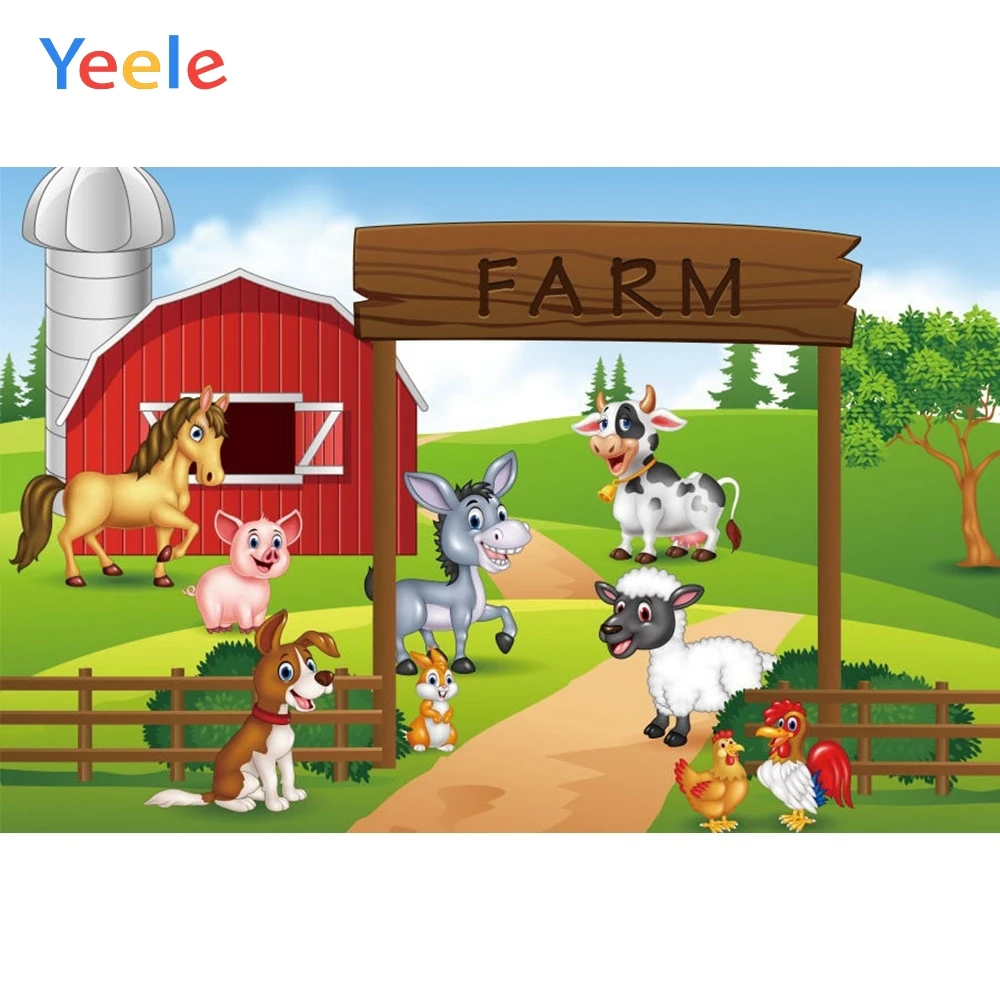 Фоны для фотосъемки Yeele с изображением животных из мультфильмов фермы детского