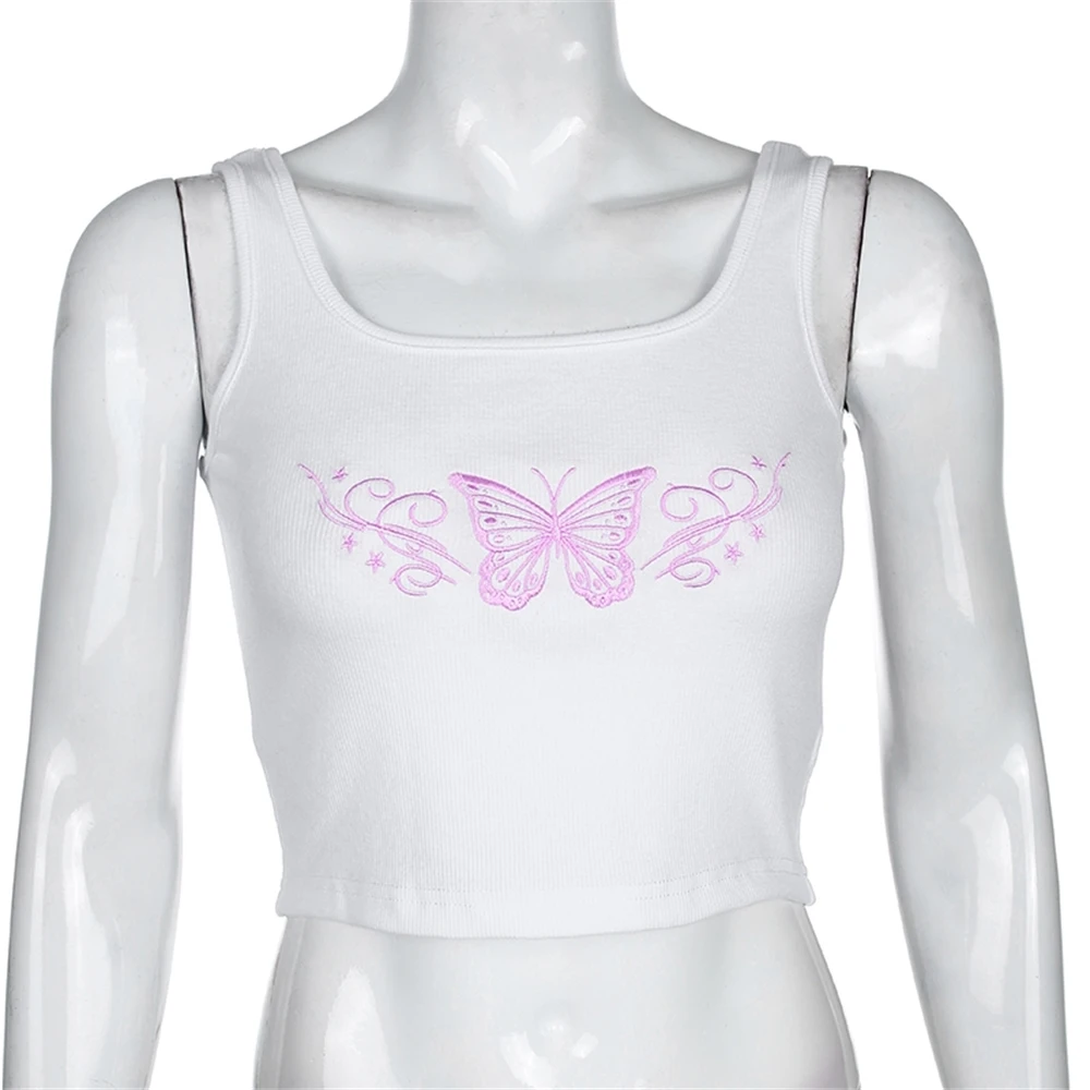 Embroidery Butterfly Women Tank Tops Tees Summer Sleevless Casual Crop Top Ladies White Fashion Mini Vest Streetwear
Embroidery Butterfly Women Tank Tops Tees Summer Sleevless Casual Crop Top Ladies White Fashion Mini Vest Streetwear