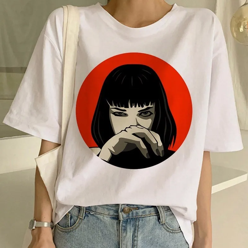 

Pulp Fiction Movie Funny Print T Shirt Women Mia Harajuku Ulzzang Summer T-shirt Fashion Virgin Mary Tshirt Top Tees Female