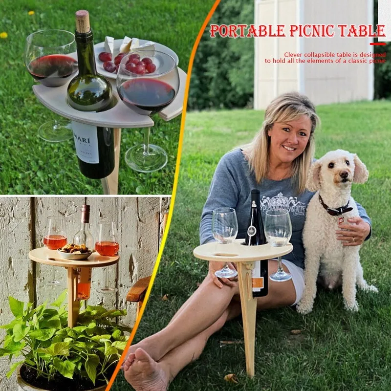 Outdoor Wine Table with Foldable Round Desktop Portable Mini Wooden Picnic Table Easy Carry Wine Rack Picnic Party Travel Tool
Outdoor Wine Table with Foldable Round Desktop Portable Mini Wooden Picnic Table Easy Carry Wine Rack Picnic Party Travel Tool