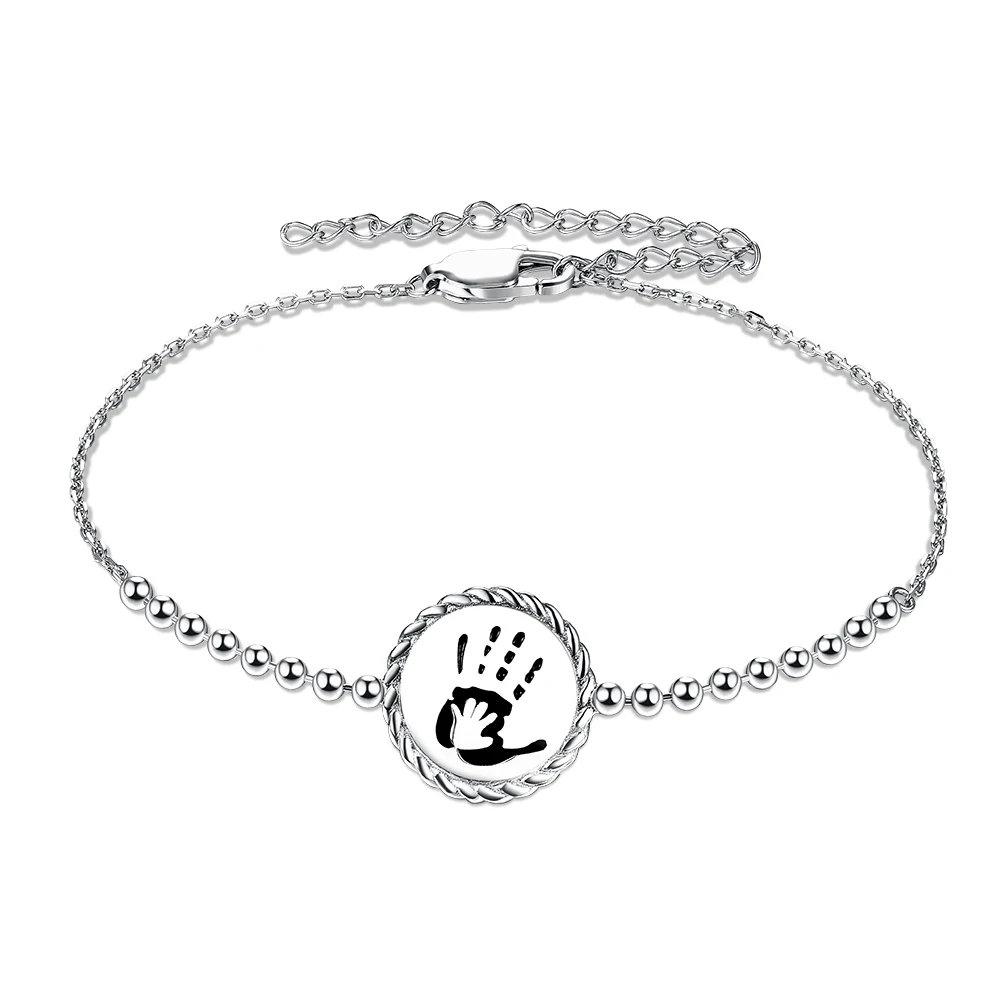INALIS Real 925 Sterling Silver Bracelets Simple Bead Bracelet Bangle Creative Hand Footprint Shape Female Jewelry Wholesale
INALIS Real 925 Sterling Silver Bracelets Simple Bead Bracelet Bangle Creative Hand Footprint Shape Female Jewelry Wholesale