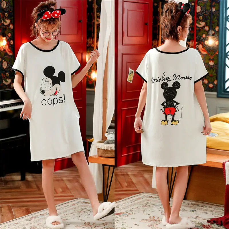 Disney Summer Nightdress Short Sleeve Ladies Mickey Mouse Homewear Student Cute Can Be Worn Outside Night Dress Women Pijamas
Disney Summer Nightdress Short Sleeve Ladies Mickey Mouse Homewear Student Cute Can Be Worn Outside Night Dress Women Pijamas