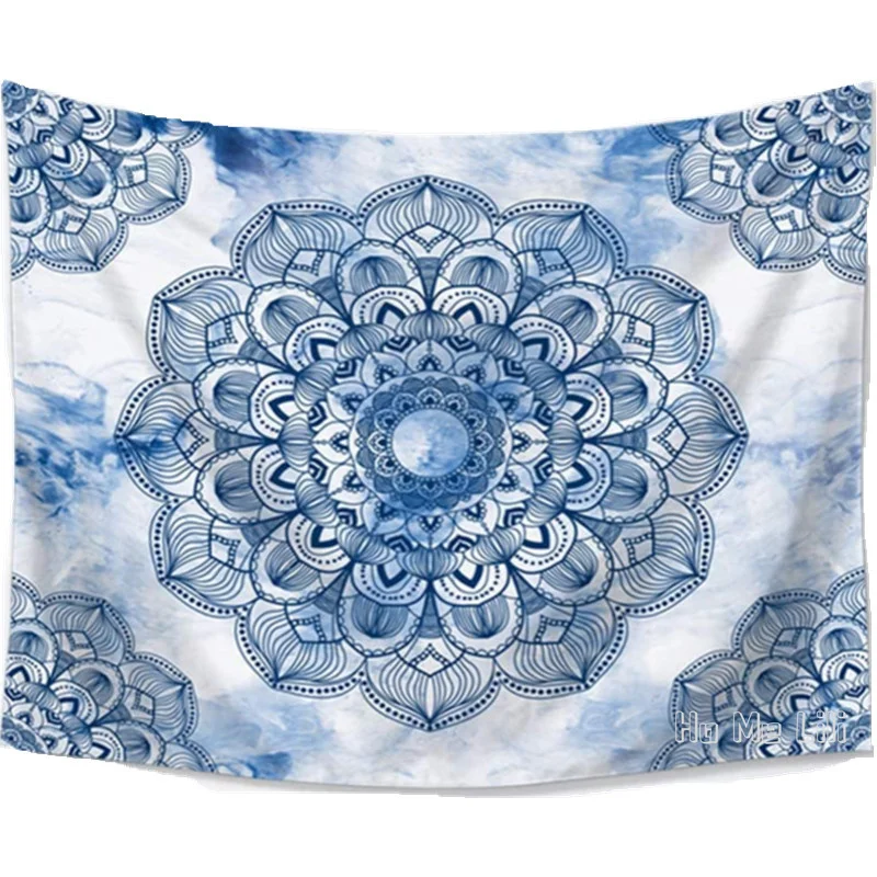 

Blue Mandala Marble By Ho Me Lili Tapestry Indian Boho Sketch Floral Medallion For Living Room Dorm Decor