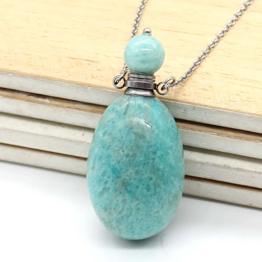 100-Unique 1 Pcs Stainless Steel Perfume Bottle Amazonite Stone Pendant Essential Oil Necklace Open Jewelry
100-Unique 1 Pcs Stainless Steel Perfume Bottle Amazonite Stone Pendant Essential Oil Necklace Open Jewelry