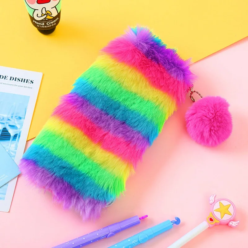 Kawaii Colorful Plush Pencil Case Cute Rainbow Pencilcase For Girls Student School Pen Bag Stationery Bag Women Cosmetic Bag
Kawaii Colorful Plush Pencil Case Cute Rainbow Pencilcase For Girls Student School Pen Bag Stationery Bag Women Cosmetic Bag