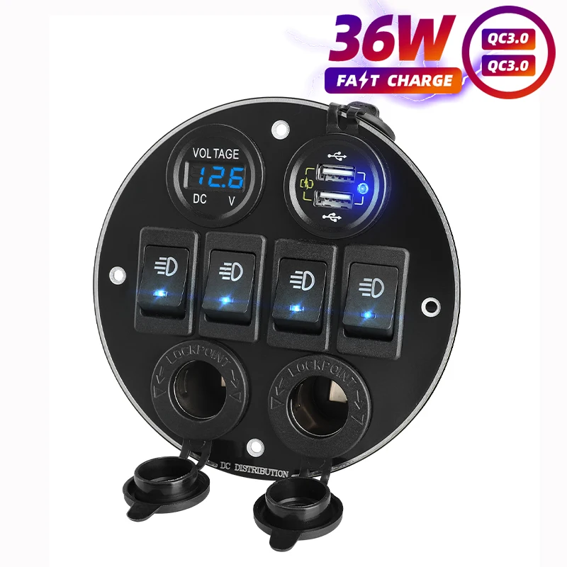 Car Adapter Dual Port Cigarette Lighter Power Socket In The Car QC 3.0 Fast Usb Charger With Voltmeter 4Gang 12 V Toggle Switch
Car Adapter Dual Port Cigarette Lighter Power Socket In The Car QC 3.0 Fast Usb Charger With Voltmeter 4Gang 12 V Toggle Switch