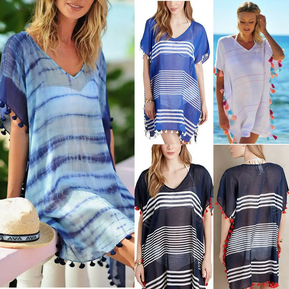 Women Tassel Chiffon V Neck Beachwear Swimwear Bikini Beachwear Cover Up Ladies Summer Dress
Women Tassel Chiffon V Neck Beachwear Swimwear Bikini Beachwear Cover Up Ladies Summer Dress