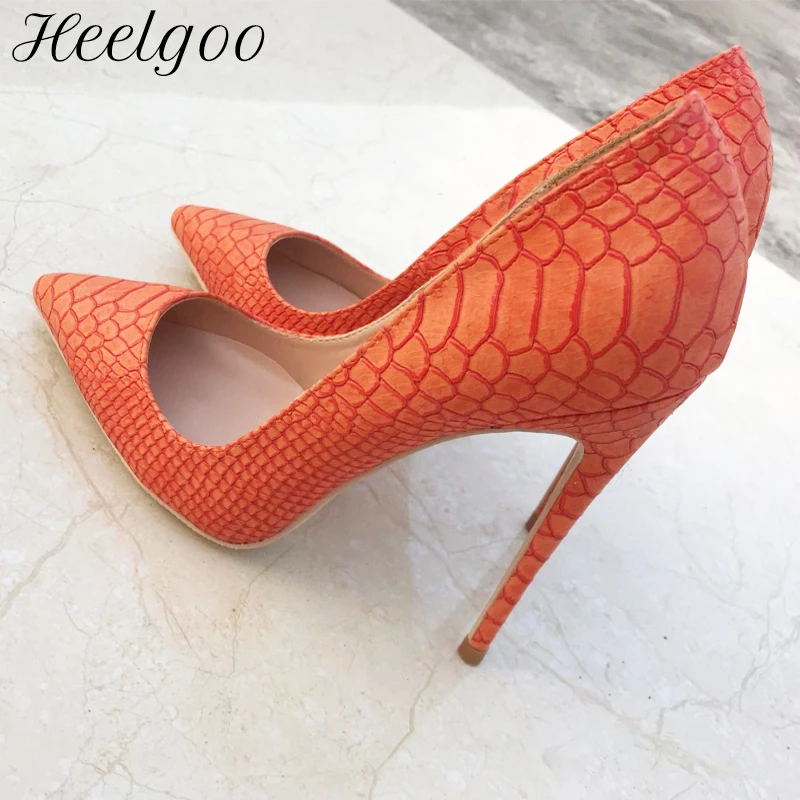 Heelgoo Orange Crocodile Effect Women Sexy Pointed toe High Heel Shoes Designer Stiletto Pumps Plus Size 44 45 Colors Customize
Heelgoo Orange Crocodile Effect Women Sexy Pointed toe High Heel Shoes Designer Stiletto Pumps Plus Size 44 45 Colors Customize