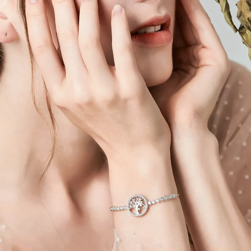 BISAER Bracelets Genuine 100% 925 Sterling Silver The Tree Of Life Bright CZ Original Bracelet For Women Silver Jewelry ECB035
BISAER Bracelets Genuine 100% 925 Sterling Silver The Tree Of Life Bright CZ Original Bracelet For Women Silver Jewelry ECB035