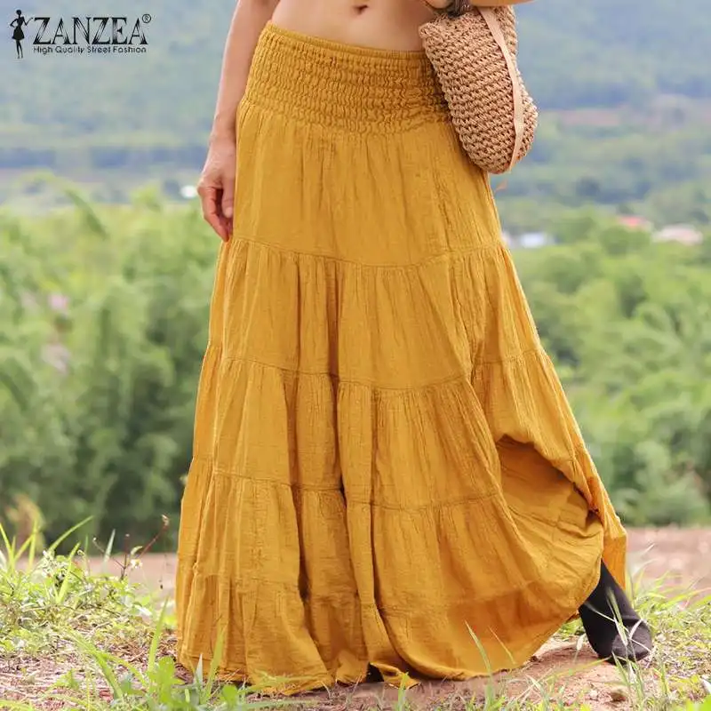 Юбка ZANZEA Женская Длинная с эластичным поясом, однотонная Праздничная Повседневная Свободная Макси-юбка с оборками, осень
Юбка ZANZEA Женская Длинная с эластичным поясом, однотонная Праздничная Повседневная Свободная Макси-юбка с оборками, осень