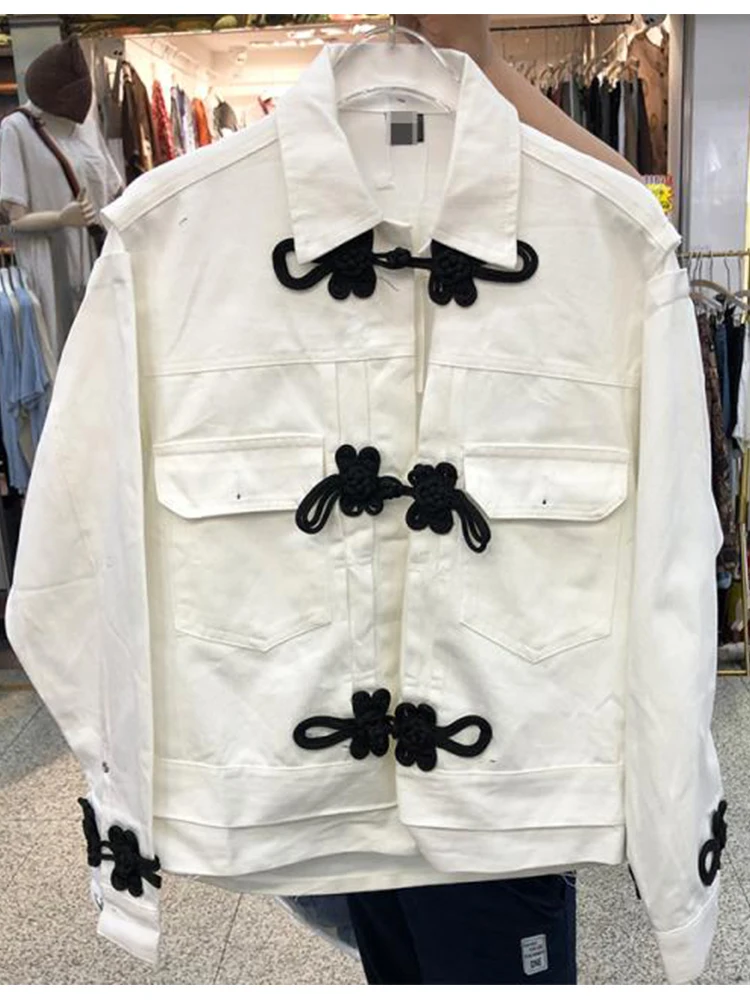 Free shipping heavy craft washing retro buckle thin section denim short jacket ladies autumn new fashion personality wild top | Женская