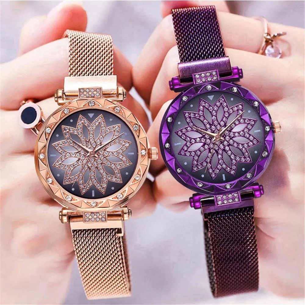 Hot Fashion Women Magnet Buckle Lucky Flower Watch Luxury Ladies Rhinestone Quartz Watch Clock Relogio Feminino Dropshipping
Hot Fashion Women Magnet Buckle Lucky Flower Watch Luxury Ladies Rhinestone Quartz Watch Clock Relogio Feminino Dropshipping