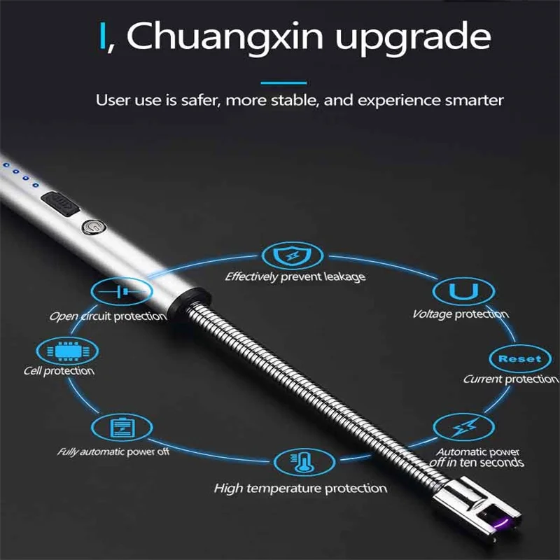 New BBQ LED USB Electric Rechargeable Long Kitchen Gas Stove Lighter Windproof Plasma Arc Flameless Candle Lighters Outdoor
New BBQ LED USB Electric Rechargeable Long Kitchen Gas Stove Lighter Windproof Plasma Arc Flameless Candle Lighters Outdoor