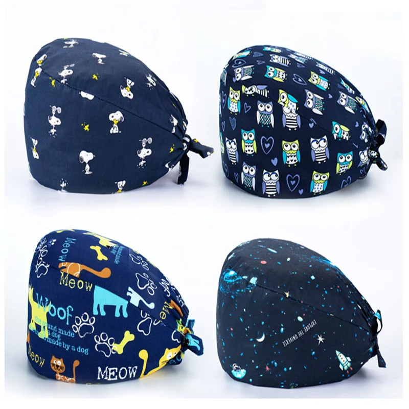 Sweat-absorbent Elastic Scrub Cap with Button Adjustable Scrubs Women Hat Unisex Printing Cotton Salon Working Caps
Sweat-absorbent Elastic Scrub Cap with Button Adjustable Scrubs Women Hat Unisex Printing Cotton Salon Working Caps