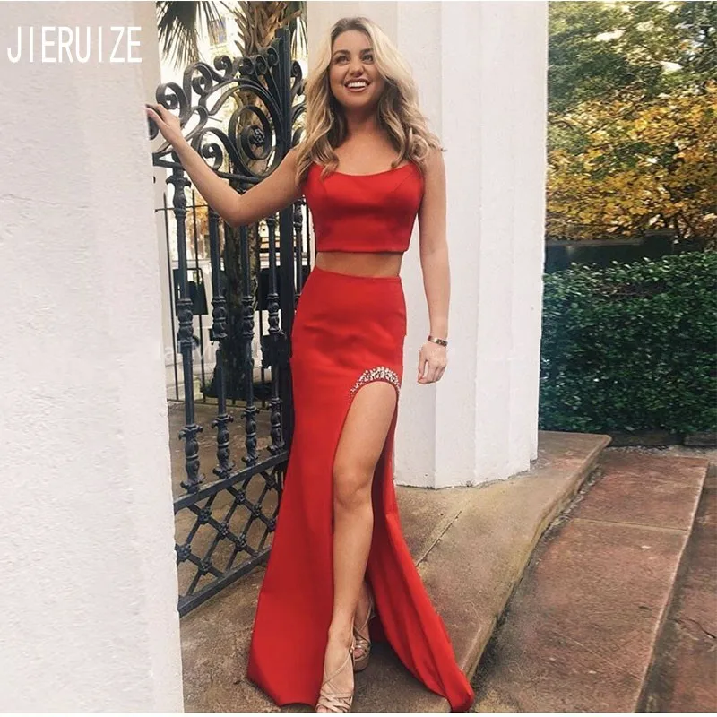 JIERUIZE Red Two Pieces Evening Dresses Spaghetti Strap Backless Sexy Side Slit Formal Dresses Mermaid Prom Gowns Robe De Soiree
JIERUIZE Red Two Pieces Evening Dresses Spaghetti Strap Backless Sexy Side Slit Formal Dresses Mermaid Prom Gowns Robe De Soiree