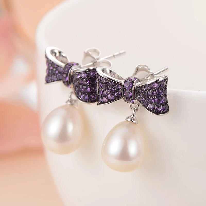 gN Pearl Bow-knot Real Natural 8-9mm Freshwater Pearl 925 Sterling Silver Drop Earring Stud gNPearl Fine Jewelry for Women
gN Pearl Bow-knot Real Natural 8-9mm Freshwater Pearl 925 Sterling Silver Drop Earring Stud gNPearl Fine Jewelry for Women