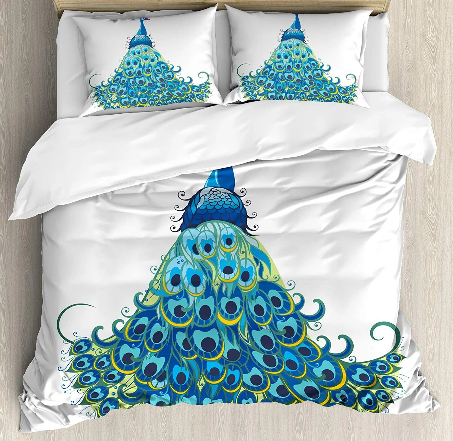 Peacock Decor Bedding Set Peacock Illustration Floral Classical Curvy Artful Design Tropics Wildlife Duvet Cover Pillowcase
Peacock Decor Bedding Set Peacock Illustration Floral Classical Curvy Artful Design Tropics Wildlife Duvet Cover Pillowcase
