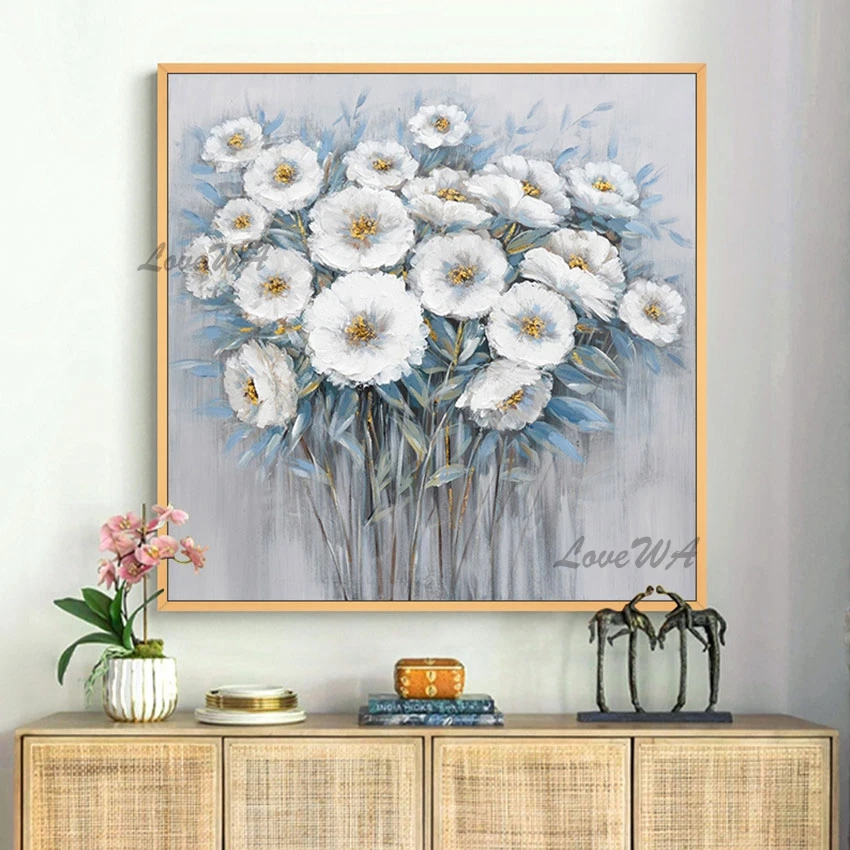 White Flower Oil Painting Modern Wall Decor Textured Latest Design Canvas Art Acrylic Large Living Room Wall Picture Unframed
White Flower Oil Painting Modern Wall Decor Textured Latest Design Canvas Art Acrylic Large Living Room Wall Picture Unframed