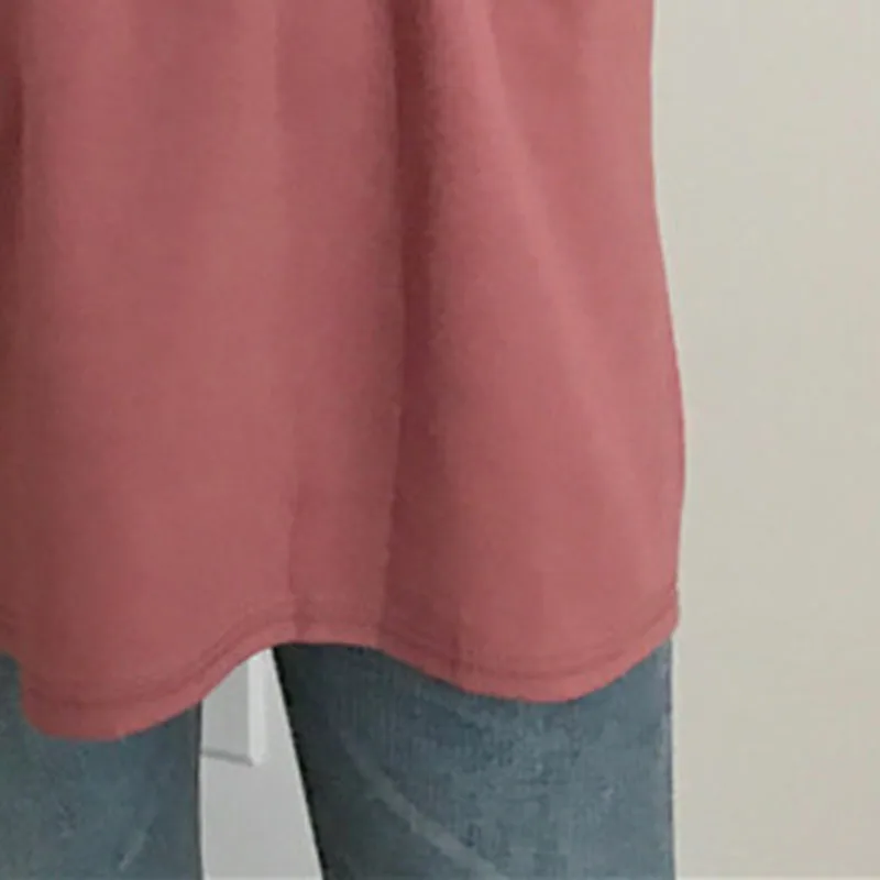 Однотонная свободная футболка с длинным рукавом в стиле Харадзюку женская ярких