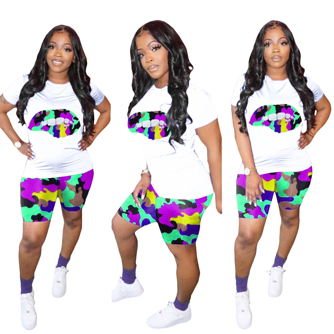 2020 Summer Women's Suit European and American Hot Style Model Tie-dye Leopard Lip Print Biker Shorts Two Piece Set
2020 Summer Women's Suit European and American Hot Style Model Tie-dye Leopard Lip Print Biker Shorts Two Piece Set