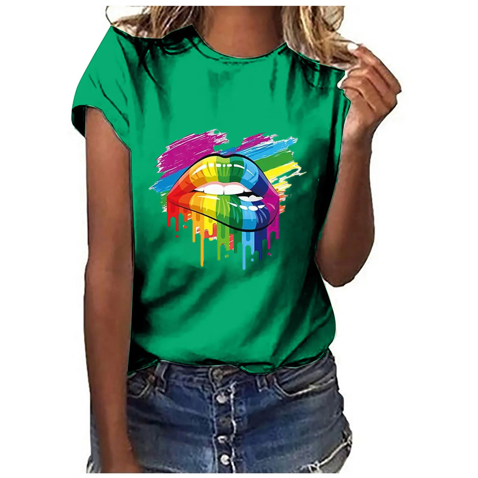 T-shirts Women O-neck Red Lip Mouth Print Short Sleeve Casual Creative T-shirt Fashion Women's T-shirts 2021 Summer Manga Corta 
T-shirts Women O-neck Red Lip Mouth Print Short Sleeve Casual Creative T-shirt Fashion Women's T-shirts 2021 Summer Manga Corta