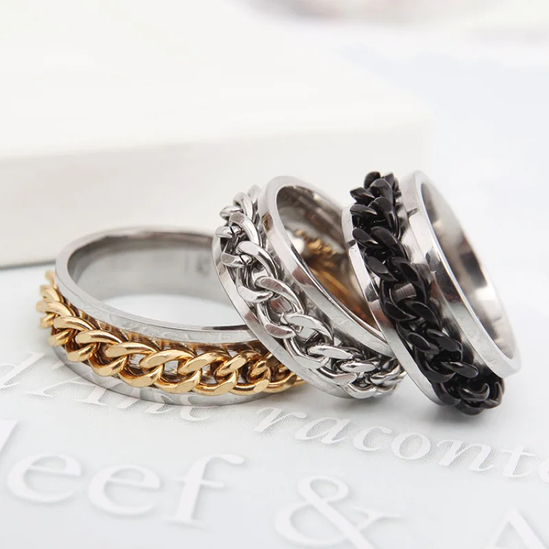 New Fashion Stainless Steel Rotatable Men's Ring High Quality Unique Simple Chain Ring Ladies Jewelry Punk Party Gift Ring
New Fashion Stainless Steel Rotatable Men's Ring High Quality Unique Simple Chain Ring Ladies Jewelry Punk Party Gift Ring