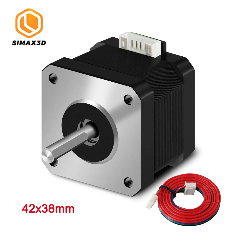 SIMAX3D Nema 17 Stepper Motor 42N.cm (60oz.in) High Torque 1.5A (17HS4401) 1.8 Degree 38MM 4-Lead with 1m Cable and Connector
SIMAX3D Nema 17 Stepper Motor 42N.cm (60oz.in) High Torque 1.5A (17HS4401) 1.8 Degree 38MM 4-Lead with 1m Cable and Connector