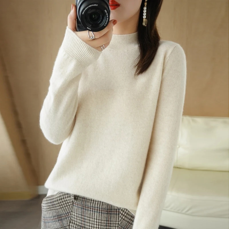 100% pure wool sweater coat female half high collar temperament simple solid color thin cashmere sweater knit backing shirt
100% pure wool sweater coat female half high collar temperament simple solid color thin cashmere sweater knit backing shirt