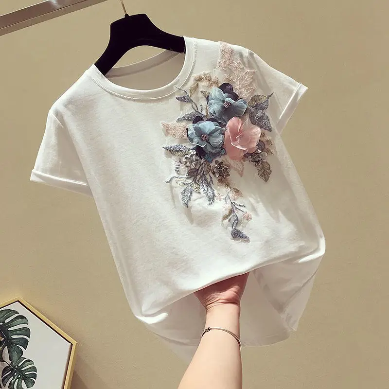 Embroidered t-shirt women's short-sleeved 2019 new summer Korean student loose and thin top
Embroidered t-shirt women's short-sleeved 2019 new summer Korean student loose and thin top