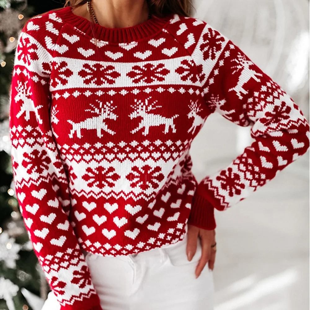 Christmas Sweater Knitting Top Woman O Neck Autumn Winter Sweaters Pop pullover women sweter damski femme chandails
Christmas Sweater Knitting Top Woman O Neck Autumn Winter Sweaters Pop pullover women sweter damski femme chandails