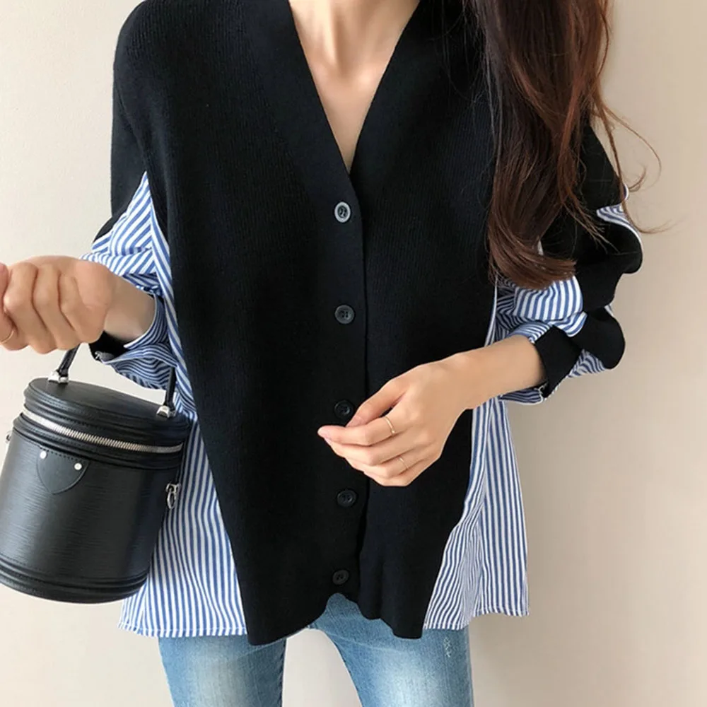 Sweater 2021 Women's Tops Hot Style Round-neck Trendy Pullover Ladies Single-Breasted Stripe Color Block Chiffon Shirt New Style
Sweater 2021 Women's Tops Hot Style Round-neck Trendy Pullover Ladies Single-Breasted Stripe Color Block Chiffon Shirt New Style
