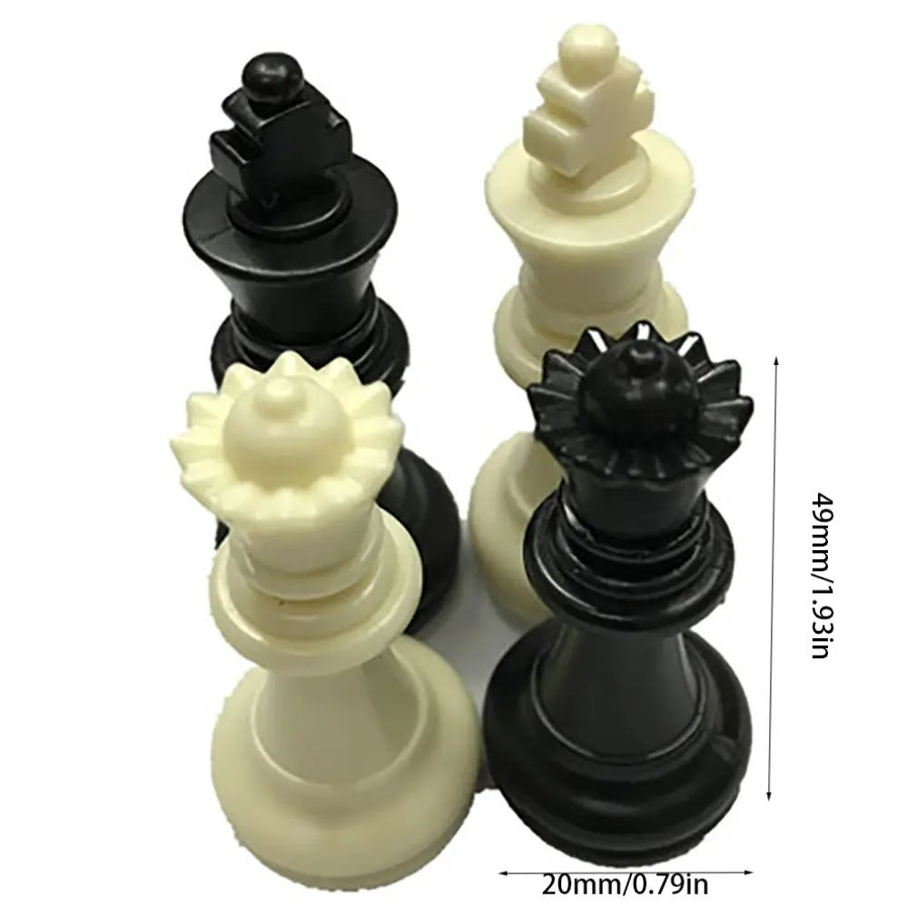 

32 Medieval Chess Pieces/Plastic Complete Chessmen International Competition Word Chess Game Entertainment Black&White