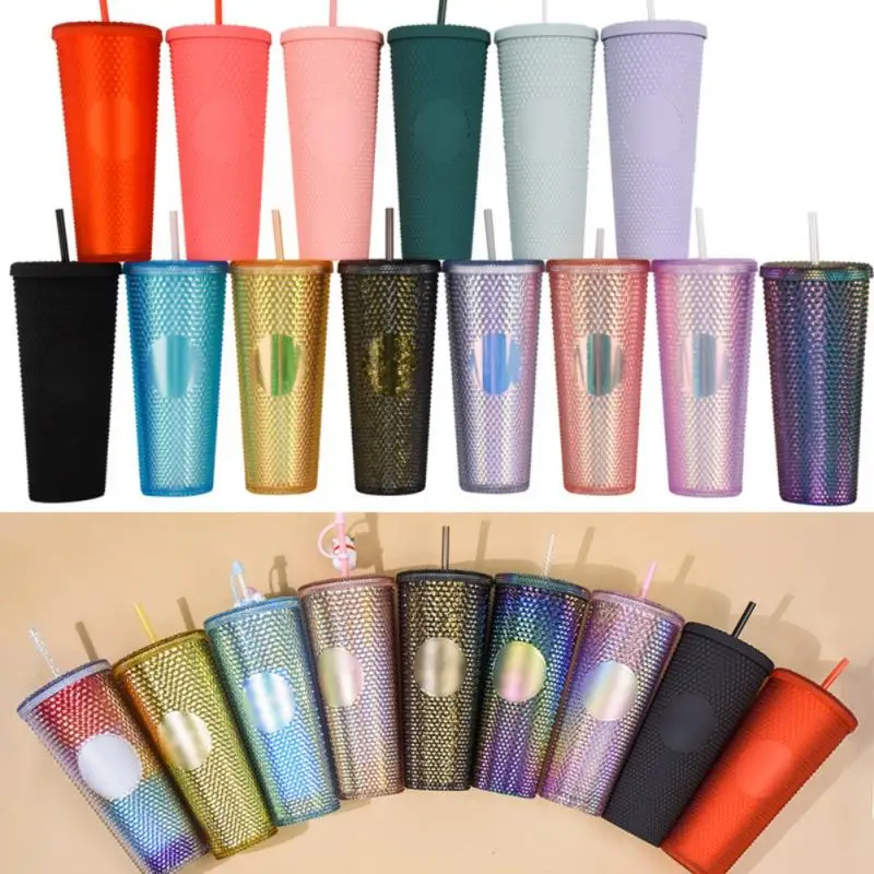 710ml/24oz Double-Layer Durian Cup Diamond Radiant Straw Cup Coffee Cup Summer Cold Cup Tumbler Studded Cup Coffee Mug
710ml/24oz Double-Layer Durian Cup Diamond Radiant Straw Cup Coffee Cup Summer Cold Cup Tumbler Studded Cup Coffee Mug