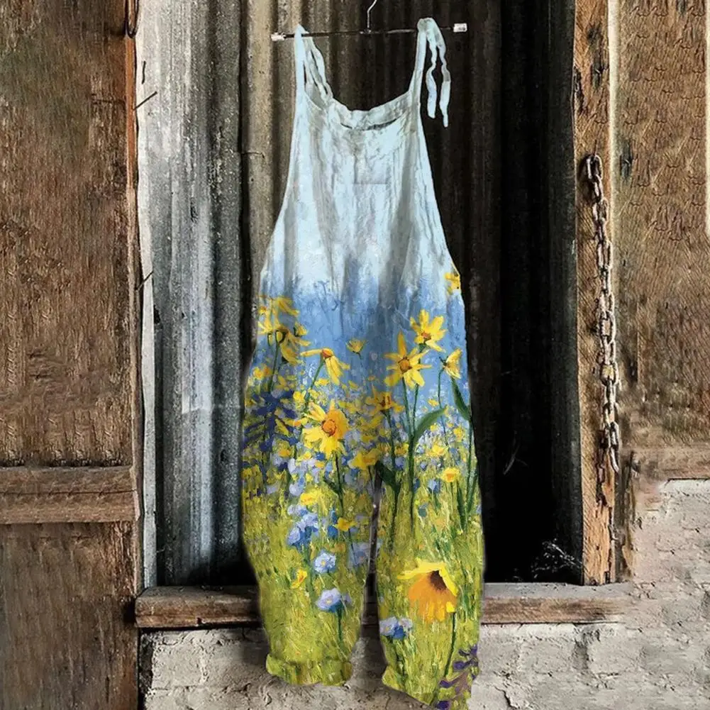 Women Flower Printed Sling Design Jumpsuit Thin Summer Vintage Loose Rompers Shoulder Strap Conjoined Streetwear for Party
Women Flower Printed Sling Design Jumpsuit Thin Summer Vintage Loose Rompers Shoulder Strap Conjoined Streetwear for Party