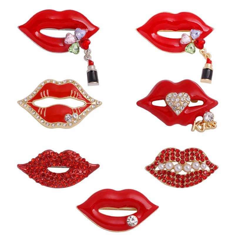 Red Enamel Rhinestone Lips Brooches For Women Fashion Sexy Mouth Brooch Pin Shining Jewelry 2021 New Gift 
Red Enamel Rhinestone Lips Brooches For Women Fashion Sexy Mouth Brooch Pin Shining Jewelry 2021 New Gift